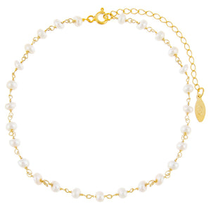 Pearl White Pearl Beaded Anklet - Adina Eden's Jewels