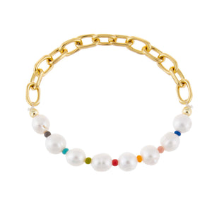 Multi-Color Multi Color Pearl X Link Bracelet - Adina Eden's Jewels