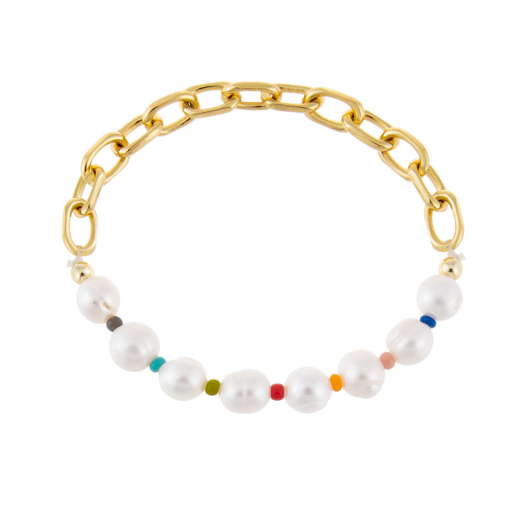 Multi-Color Multi Color Pearl X Link Bracelet - Adina Eden's Jewels