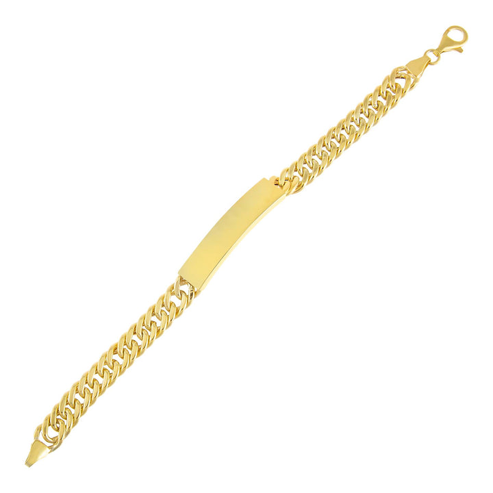 Gold Engravable Hollow Double Curb Bar Chain Bracelet - Adina Eden's Jewels