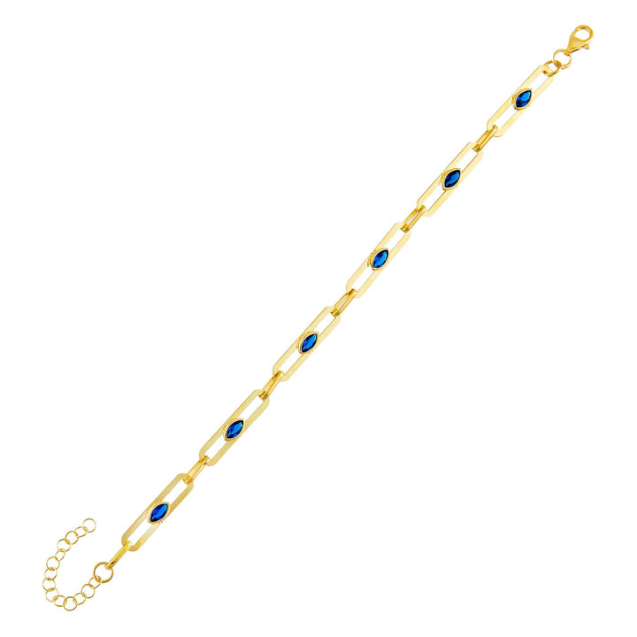  CZ Colored Oval Link Bracelet - Adina Eden's Jewels