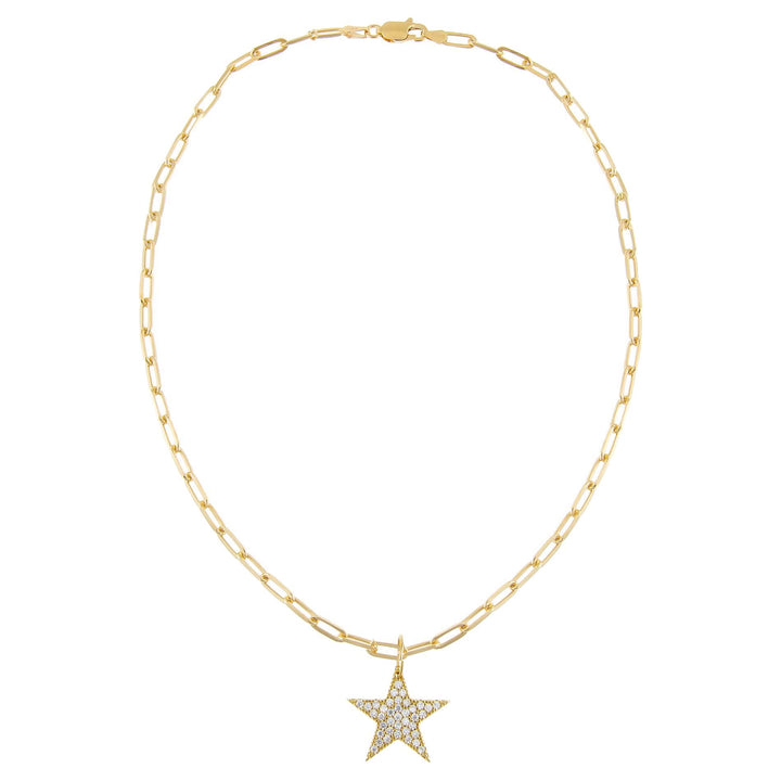 Pavé Star Charm Link Necklace - Adina Eden's Jewels