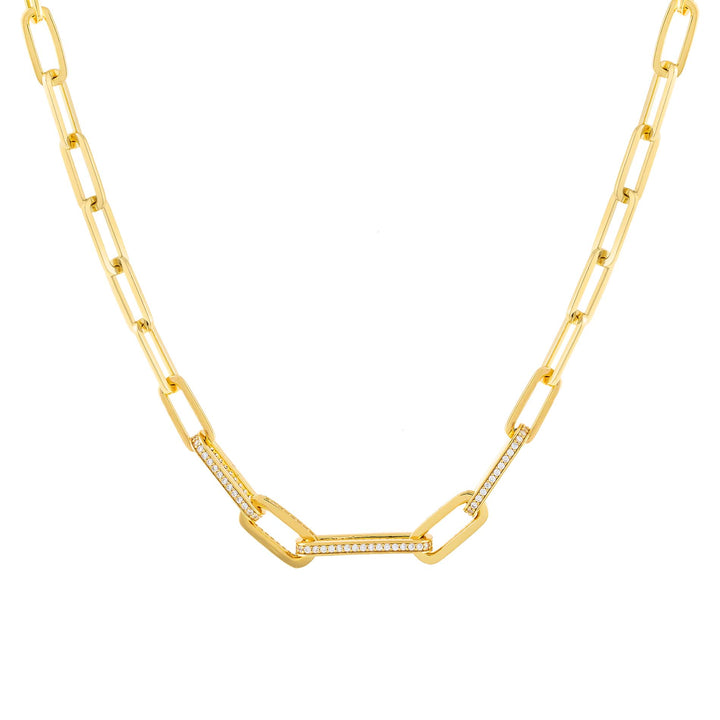 Gold Dimensional Pavé Link Necklace - Adina Eden's Jewels