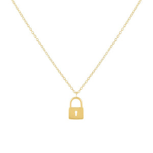 Gold Solid Lock Necklace - Adina Eden's Jewels