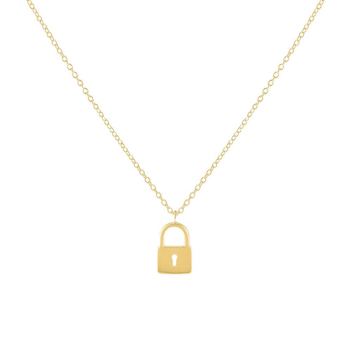 Gold Solid Lock Necklace - Adina Eden's Jewels