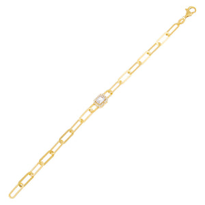 Gold CZ Emerald Oval Link Bracelet - Adina Eden's Jewels