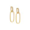 Gold / Pair Pavé/Solid Open Link Drop Hoop Earring - Adina Eden's Jewels