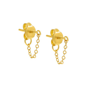 Gold / Pair Dainty Chain Front Back Stud Earring - Adina Eden's Jewels