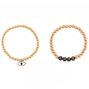 Love X Evil Eye Beaded Bracelet Set - Adina Eden's Jewels