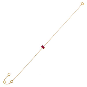 Magenta Tiny Diamond Colored Baguette Bracelet 14K - Adina Eden's Jewels