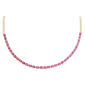 14K Ruby Ruby Baguette Tennis Choker 14K - Adina Eden's Jewels