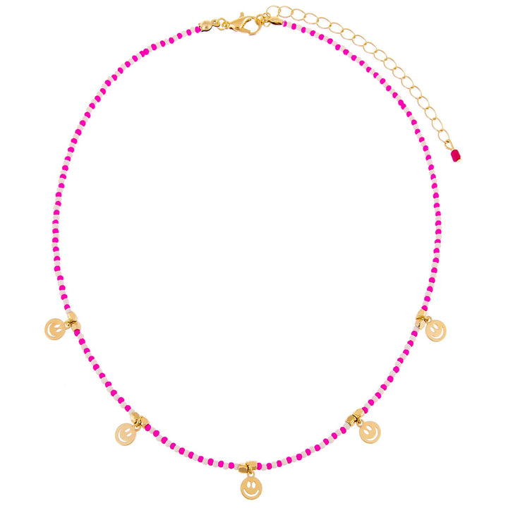  Neon Smiley Face Beaded Necklace - Adina Eden's Jewels