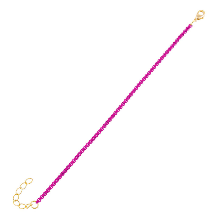 Neon Pink Pink Enamel Rope Chain Bracelet - Adina Eden's Jewels
