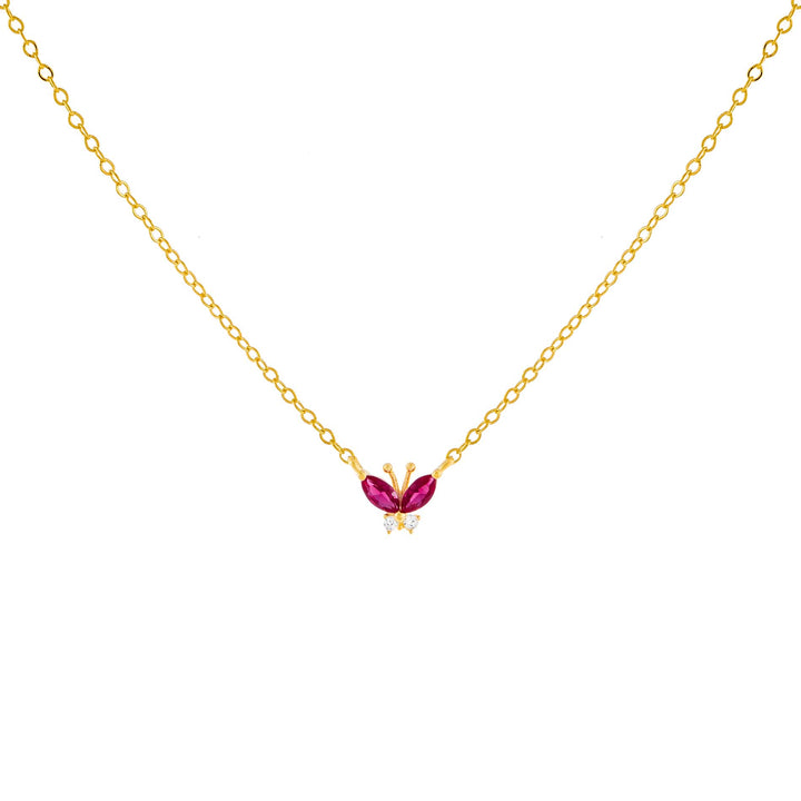Magenta CZ Colored Butterfly Necklace - Adina Eden's Jewels