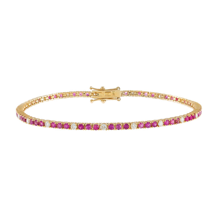  Diamond X Ruby Tennis Bracelet 14K - Adina Eden's Jewels