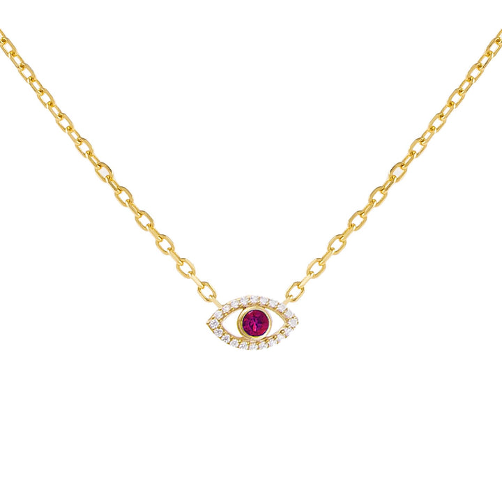 Magenta CZ Colored Evil Eye Necklace - Adina Eden's Jewels