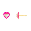 Neon Pink Enamel CZ Heart Stud Earring - Adina Eden's Jewels