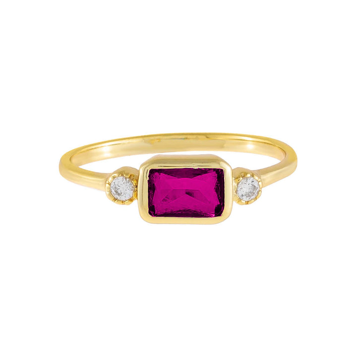  CZ Colored Baguette Stone Ring - Adina Eden's Jewels