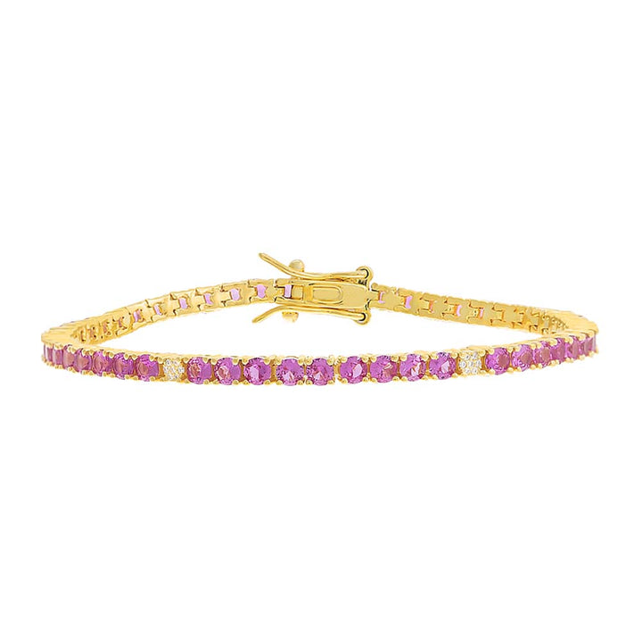 Pink Pavé Accented Colored Tennis Bracelet - Adina Eden's Jewels