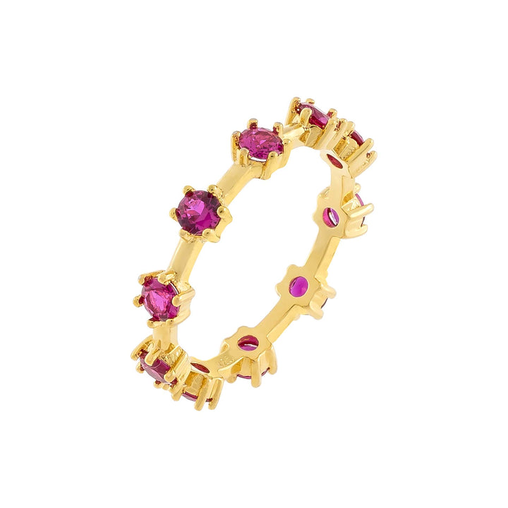 Magenta / 7 CZ Colored Multi Stone Ring - Adina Eden's Jewels