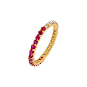 Magenta / 8 Diamond X Ruby Band 14K - Adina Eden's Jewels
