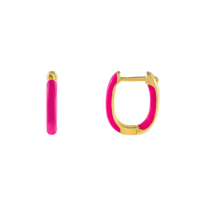  Enamel Colored Oval Huggie Earring - Adina Eden's Jewels