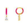 Neon Pink Enamel Teardrop Huggie Earring - Adina Eden's Jewels