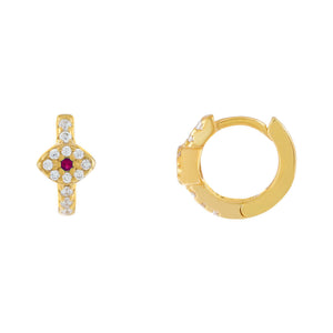  CZ Colored Evil Eye Huggie Earring - Adina Eden's Jewels