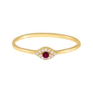  Multi Stone Evil Eye Thin Ring - Adina Eden's Jewels
