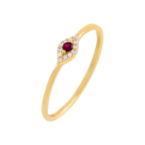 Magenta / 8 Multi Stone Evil Eye Thin Ring - Adina Eden's Jewels