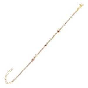 Ruby Red Colored Evil Eye Tennis Bracelet - Adina Eden's Jewels