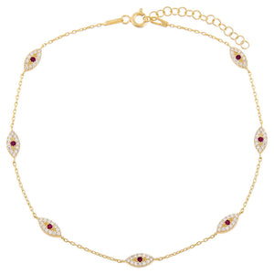  Pavé Evil Eye Anklet - Adina Eden's Jewels