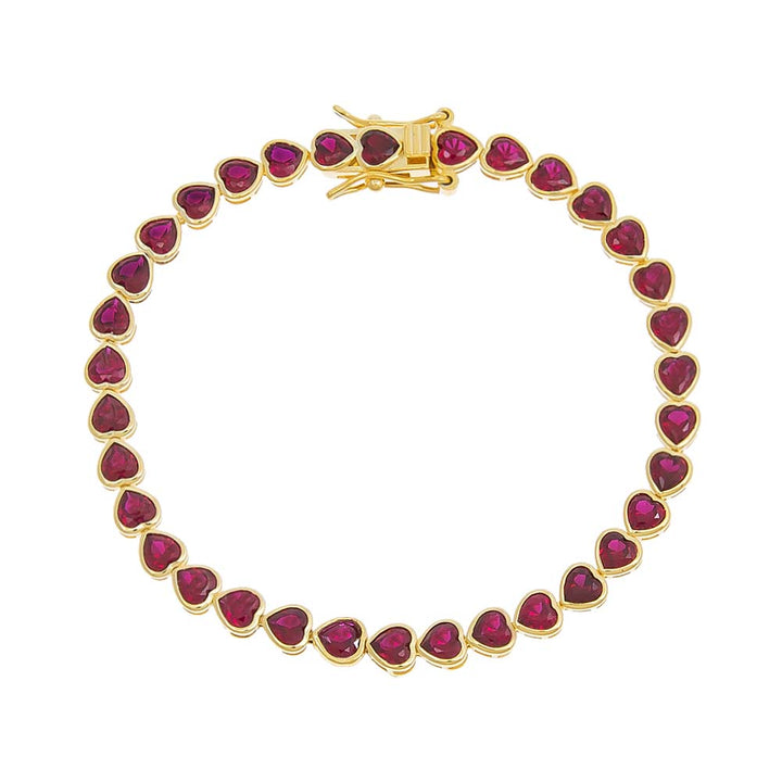 Ruby Red Bezel Heart Tennis Bracelet - Adina Eden's Jewels