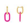 Neon Pink Enamel Link Huggie Earring - Adina Eden's Jewels