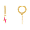 Neon Pink Lightning Bolt Enamel Huggie Earring - Adina Eden's Jewels
