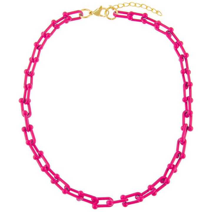  Pink Enamel U Chain Necklace - Adina Eden's Jewels