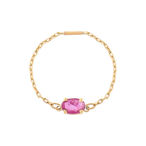 Magenta / 7 Gemstone Chain Ring 14K - Adina Eden's Jewels