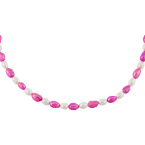 Multi-Color Magenta x White Pearl Necklace - Adina Eden's Jewels