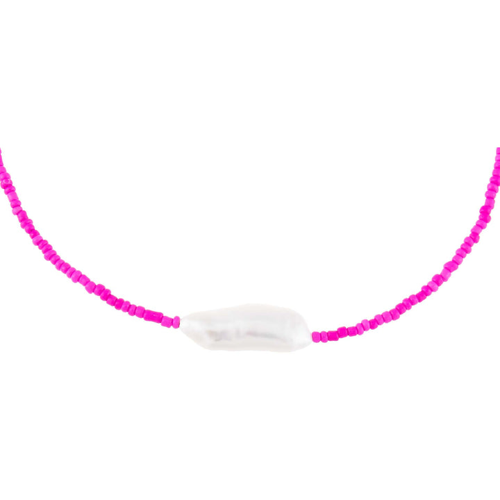 Neon Pink Pink Baroque Pearl Beaded Choker - Adina Eden's Jewels