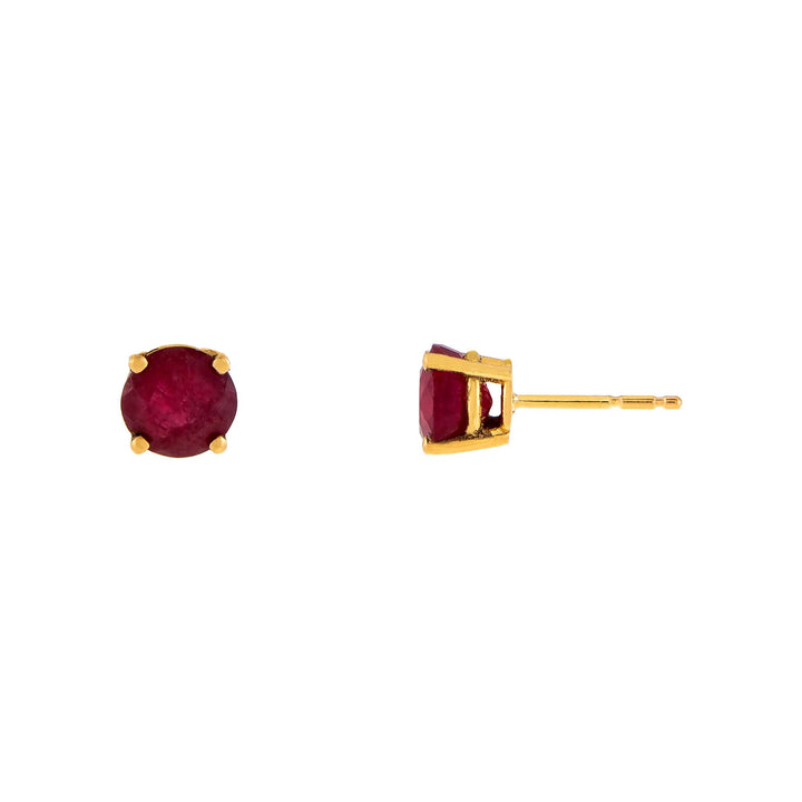 Ruby Red Ruby Solitaire Stud Earring 14K - Adina Eden's Jewels