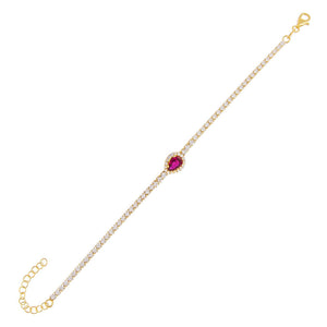 Magenta CZ Colored Illusion Teardrop Tennis Bracelet - Adina Eden's Jewels