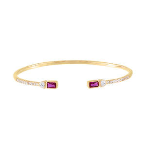Magenta CZ Colored Baguette Bangle - Adina Eden's Jewels