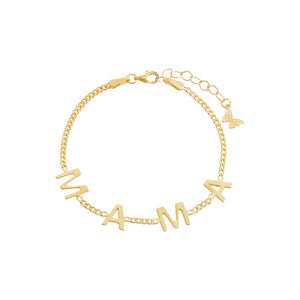 Gold MAMA Block Name Bracelet - Adina Eden's Jewels