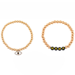  Mama X Evil Eye Beaded Bracelet Set - Adina Eden's Jewels