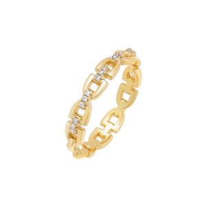 Gold / 6 CZ Chain Link Ring - Adina Eden's Jewels