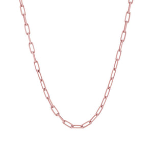 Mauve Enamel Paperclip Necklace - Adina Eden's Jewels