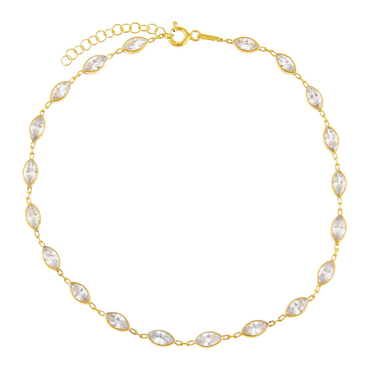 Gold CZ Multi Marquise Anklet - Adina Eden's Jewels
