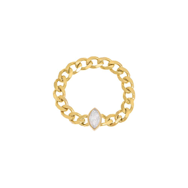 Gold / Marquise / 6 Marquise Bezel Cuban Ring - Adina Eden's Jewels