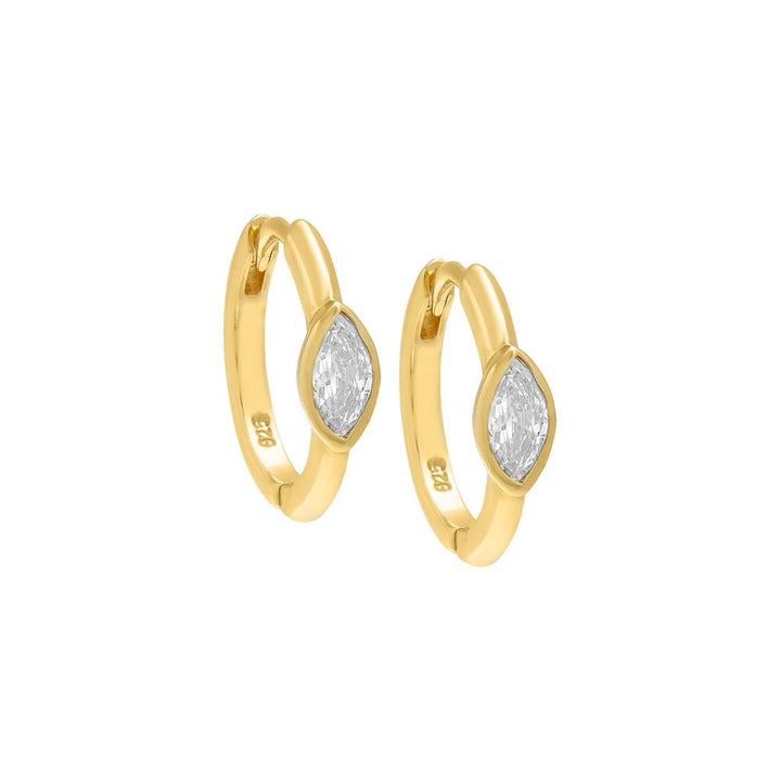 Gold / 5MM Bezel Marquise Huggie Earring - Adina Eden's Jewels