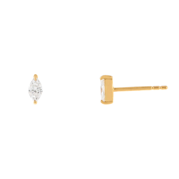 14K Gold Marquise Diamond Stud Earring 14K - Adina Eden's Jewels